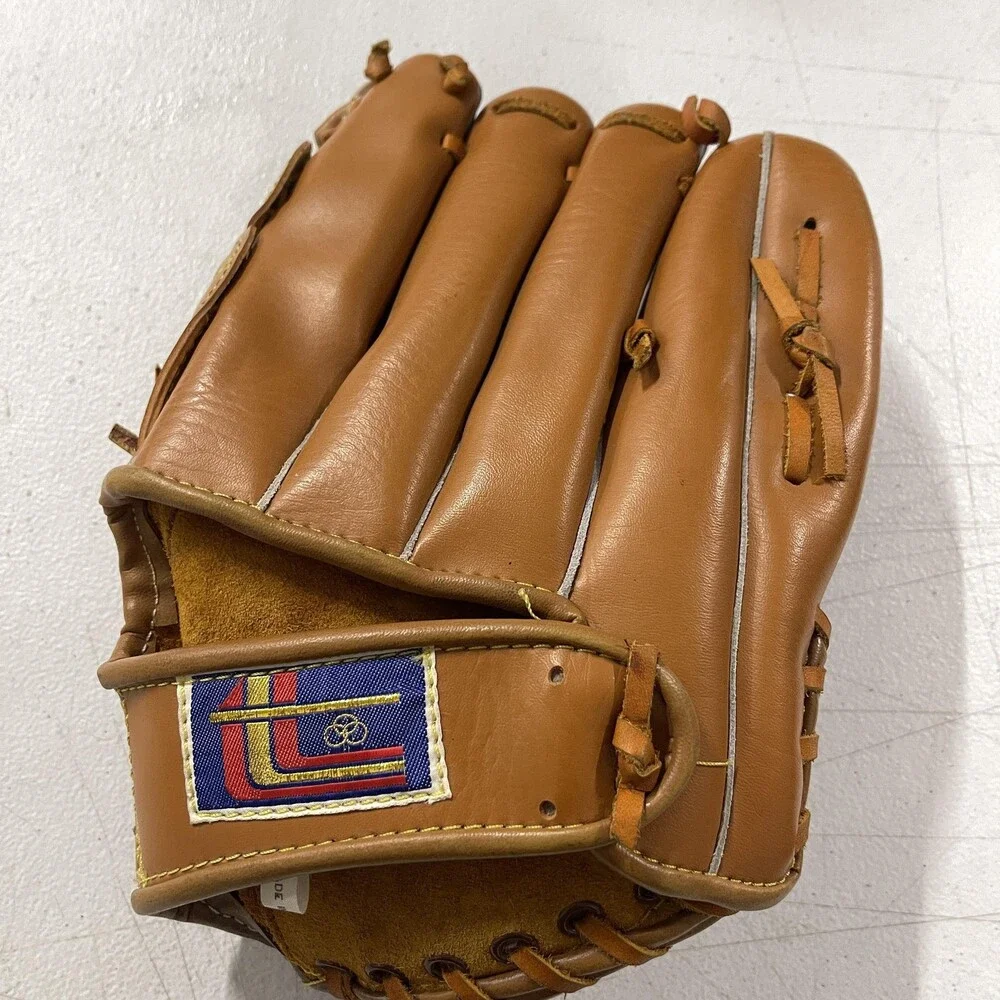Vintage TRIO Baseball Glove Mens Medium Brown Leather Snapflex Rawhide Lacing